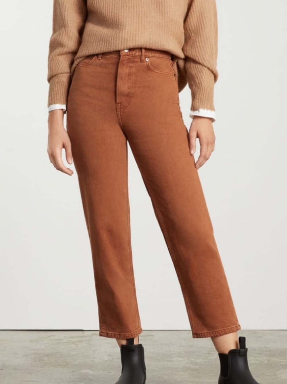Everlane The Way-High Straight Leg Jeans Caramel Brown Size 25